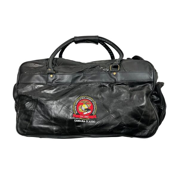 NWT Black Lambskin Leather Duffle Bag MARINE CORPS SCHOLARSHIP FOUNDATION - Picture 1 of 15